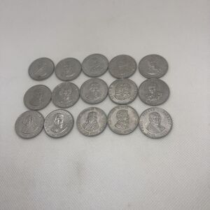 1968 Shell's Famous Facts & Faces Game - Lot of 15 Collector's Tokens Coins